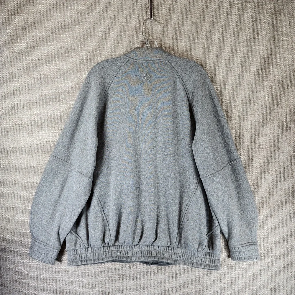 Lululemon Scuba Oversized Varsity Jacket Womens M/L Heathered Grey Plush Lining